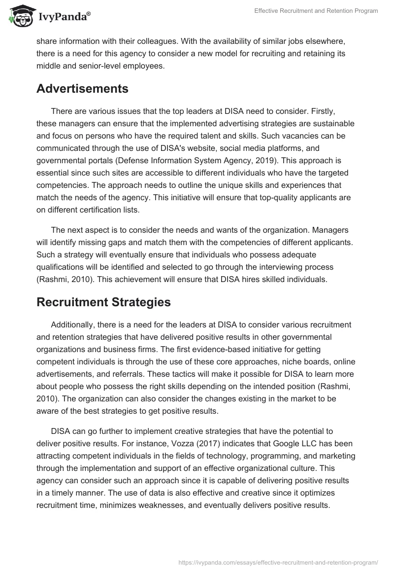 Effective Recruitment and Retention Program. Page 5