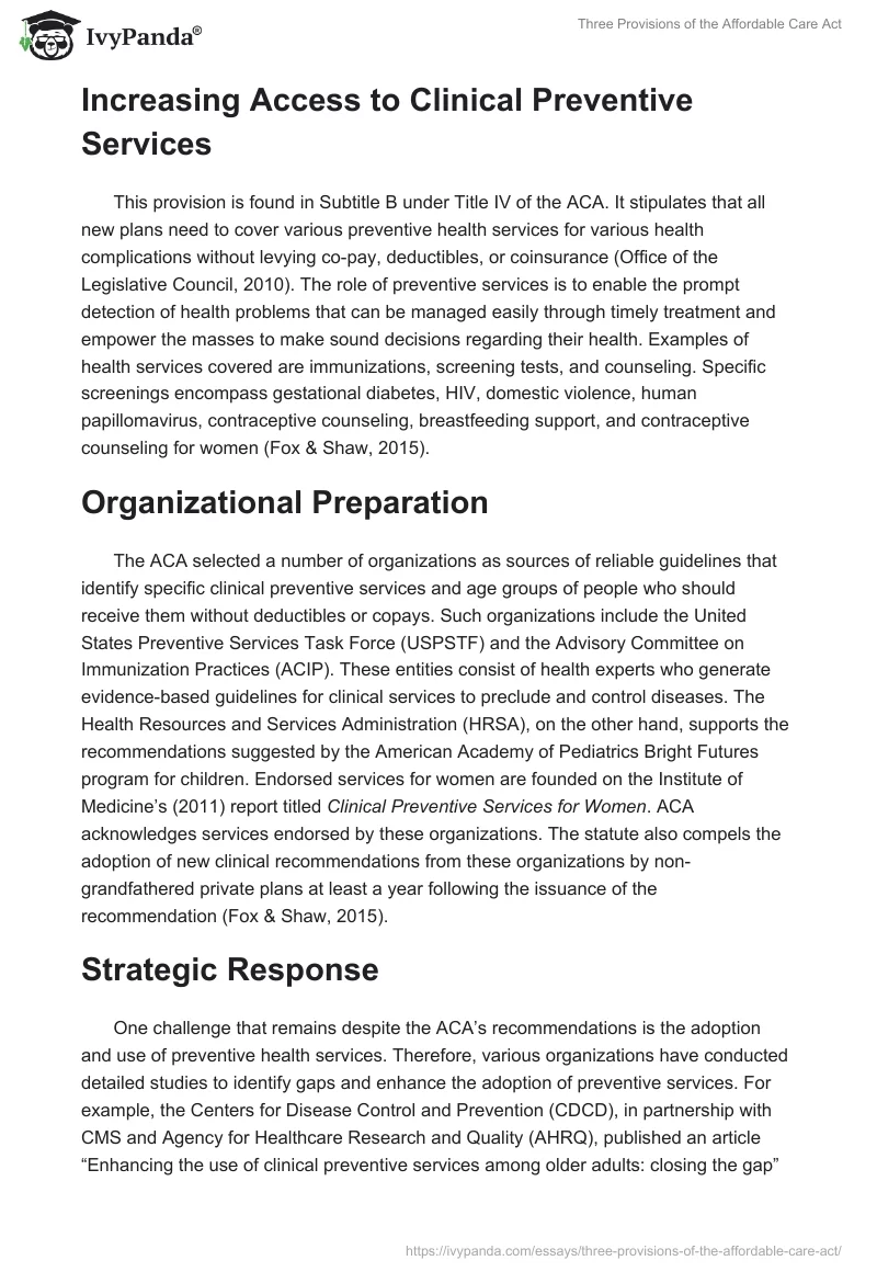 Three Provisions of the Affordable Care Act. Page 5