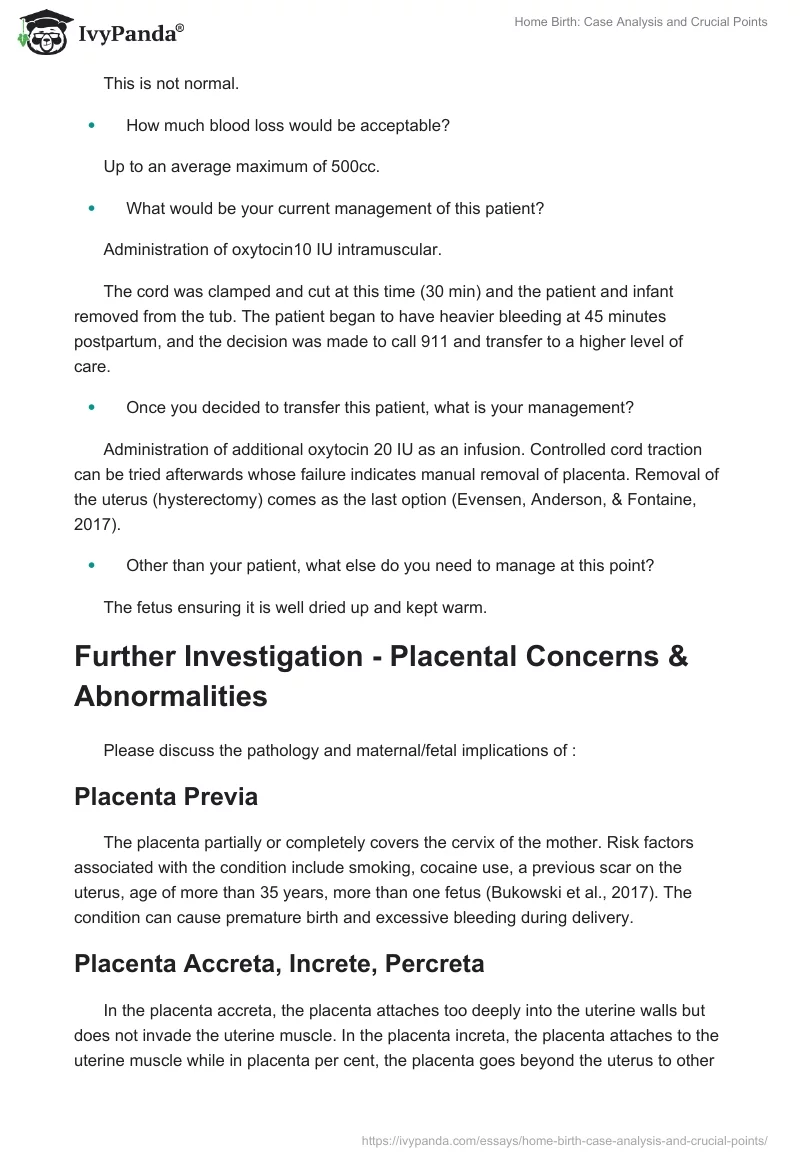 Home Birth: Case Analysis and Crucial Points. Page 2