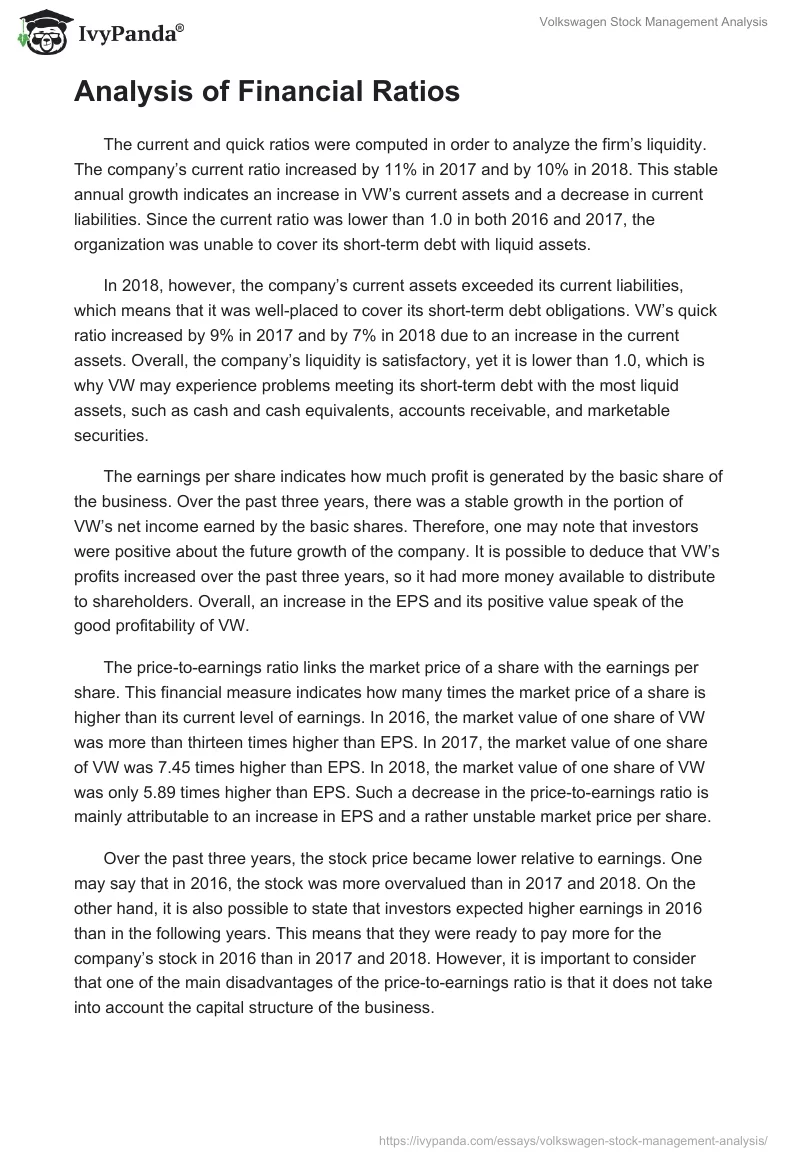 Volkswagen Stock Management Analysis. Page 5