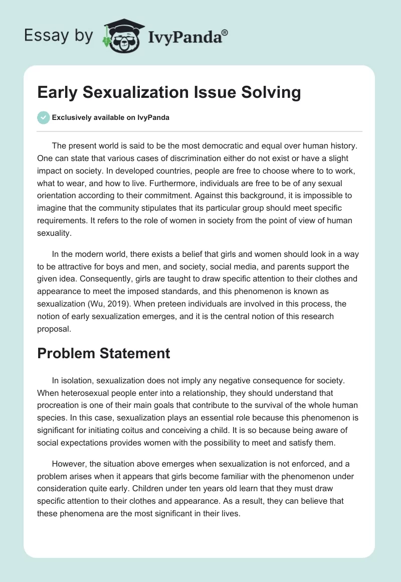 Early Sexualization Issue Solving. Page 1
