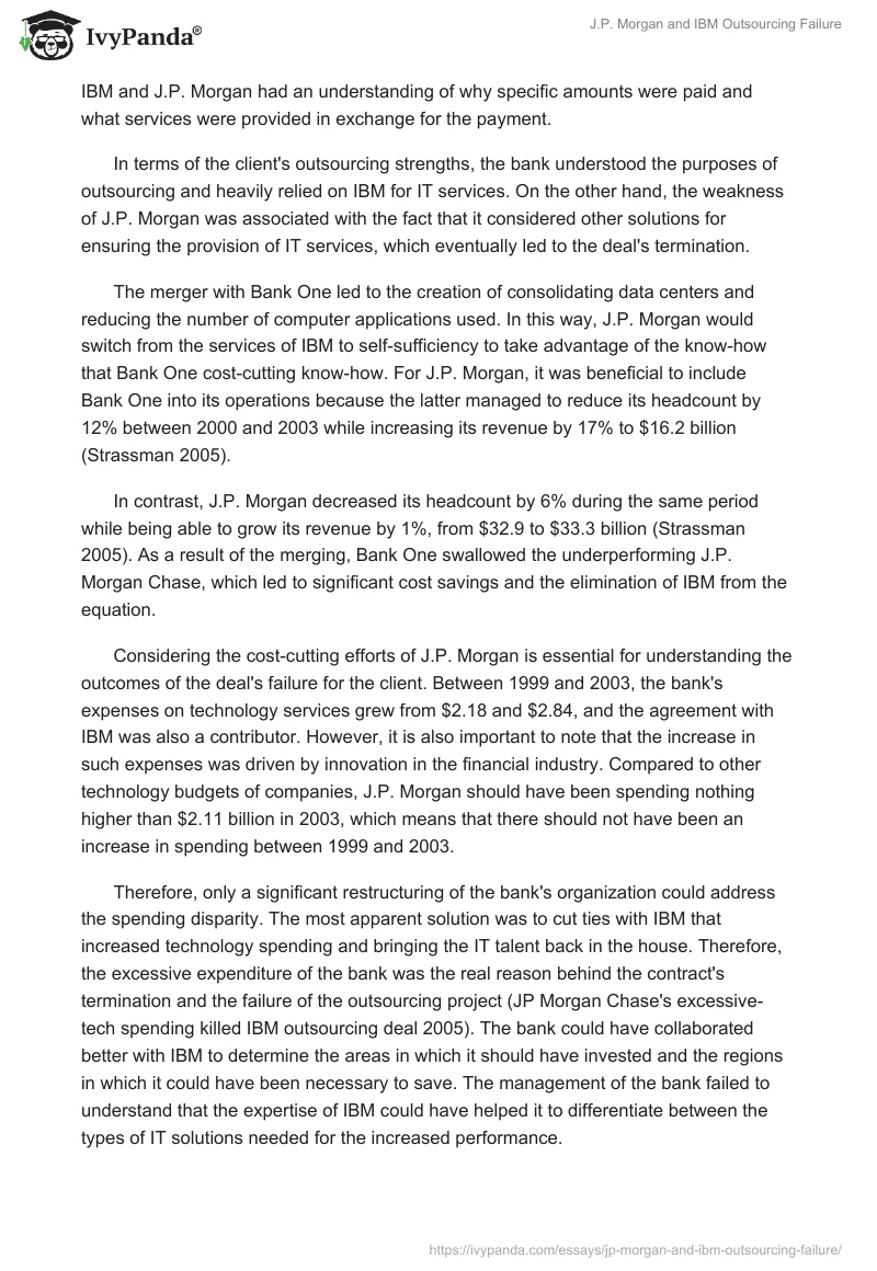 J.P. Morgan and IBM Outsourcing Failure. Page 4