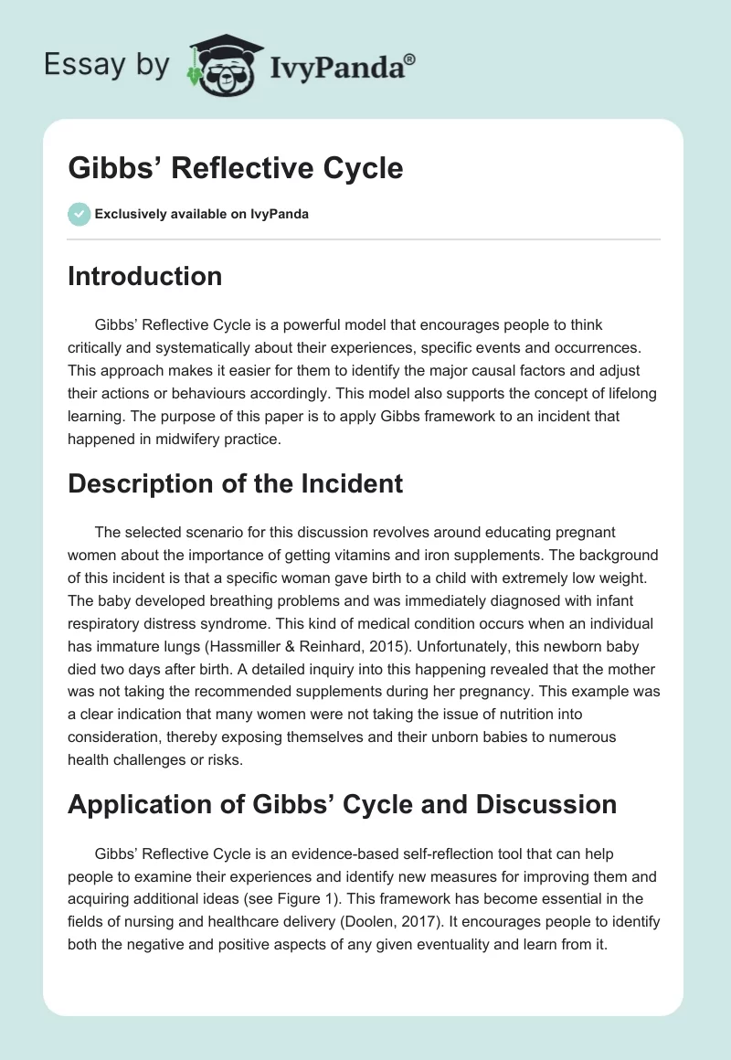 Gibbs’ Reflective Cycle. Page 1
