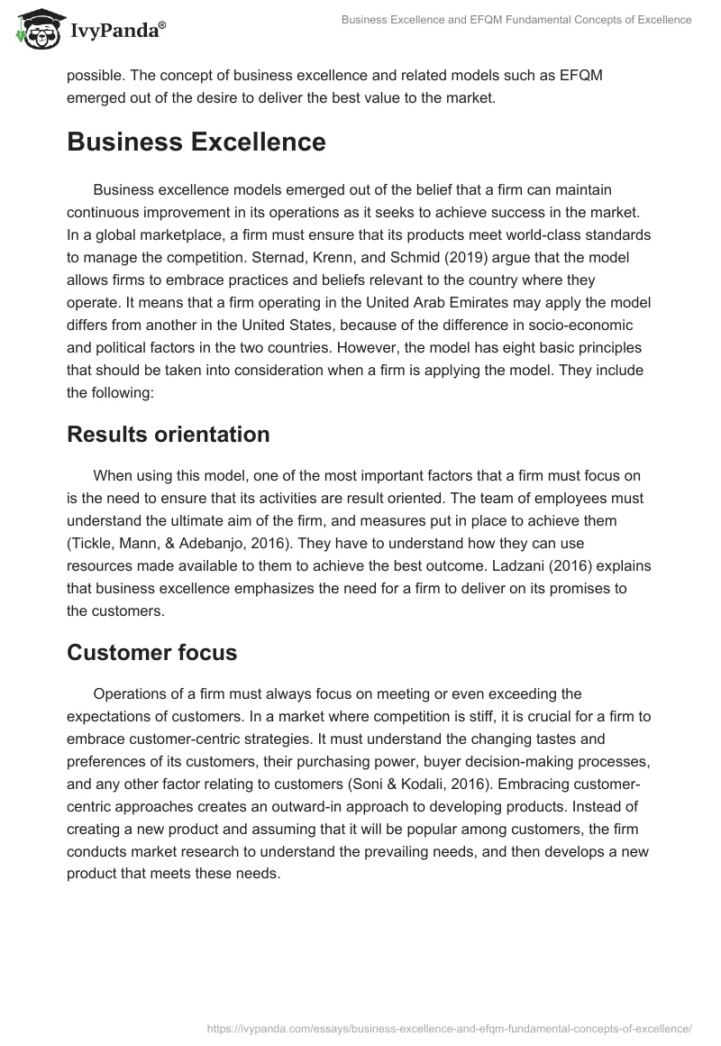 Business Excellence and EFQM Fundamental Concepts of Excellence. Page 2