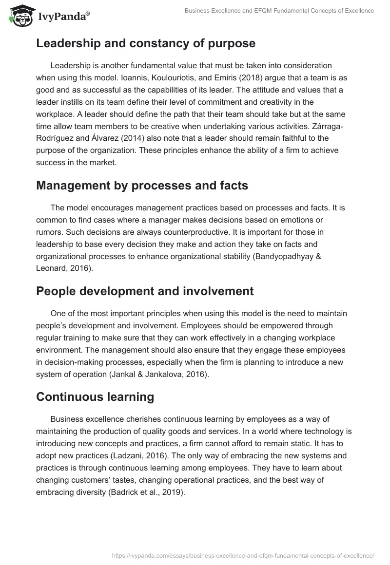 Business Excellence and EFQM Fundamental Concepts of Excellence. Page 3