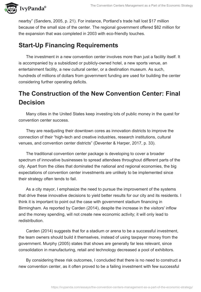 The Convention Centers Management as a Part of the Economic Strategy. Page 2