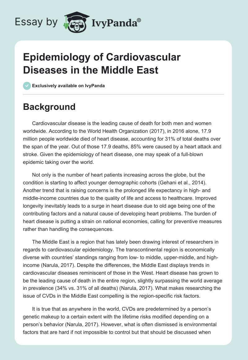 Epidemiology of Cardiovascular Diseases in the Middle East. Page 1