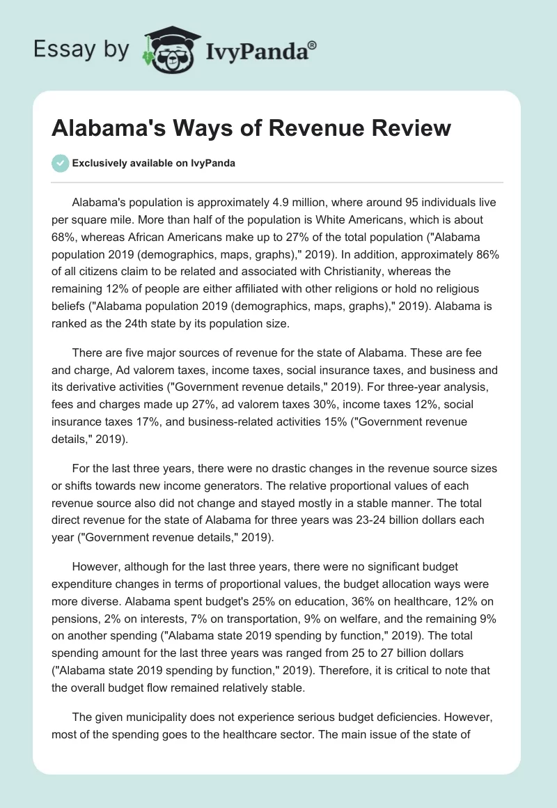 Alabama's Ways of Revenue Review. Page 1