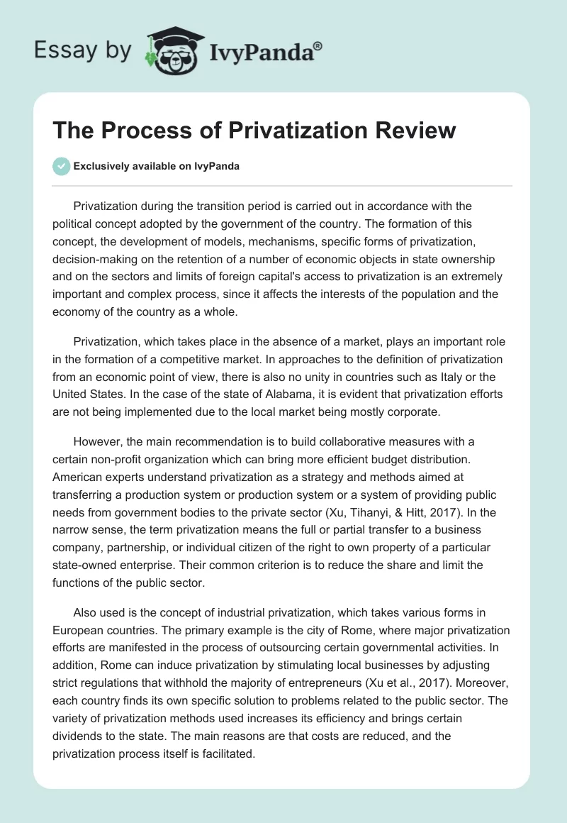 The Process of Privatization Review. Page 1