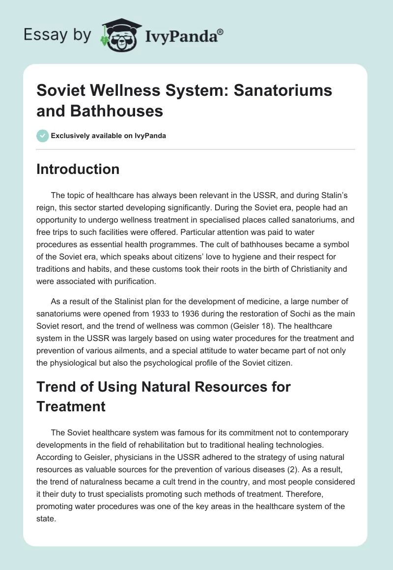 Soviet Wellness System: Sanatoriums and Bathhouses. Page 1