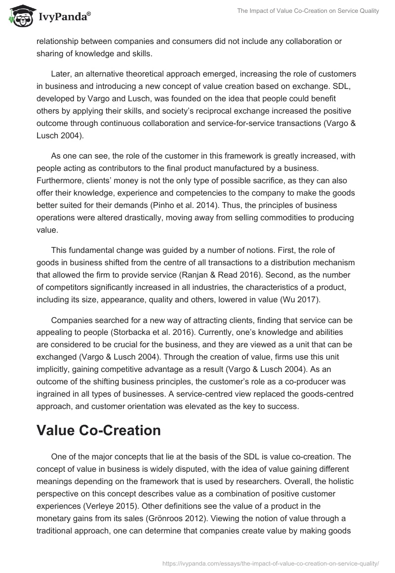 The Impact of Value Co-Creation on Service Quality. Page 2
