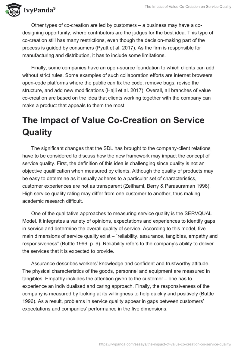 The Impact of Value Co-Creation on Service Quality. Page 4