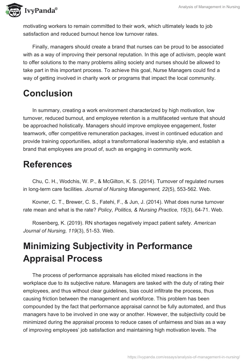 Analysis of Management in Nursing. Page 3