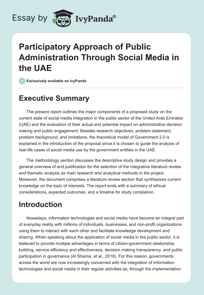 Participatory Approach of Public Administration Through Social Media in the UAE. Page 1