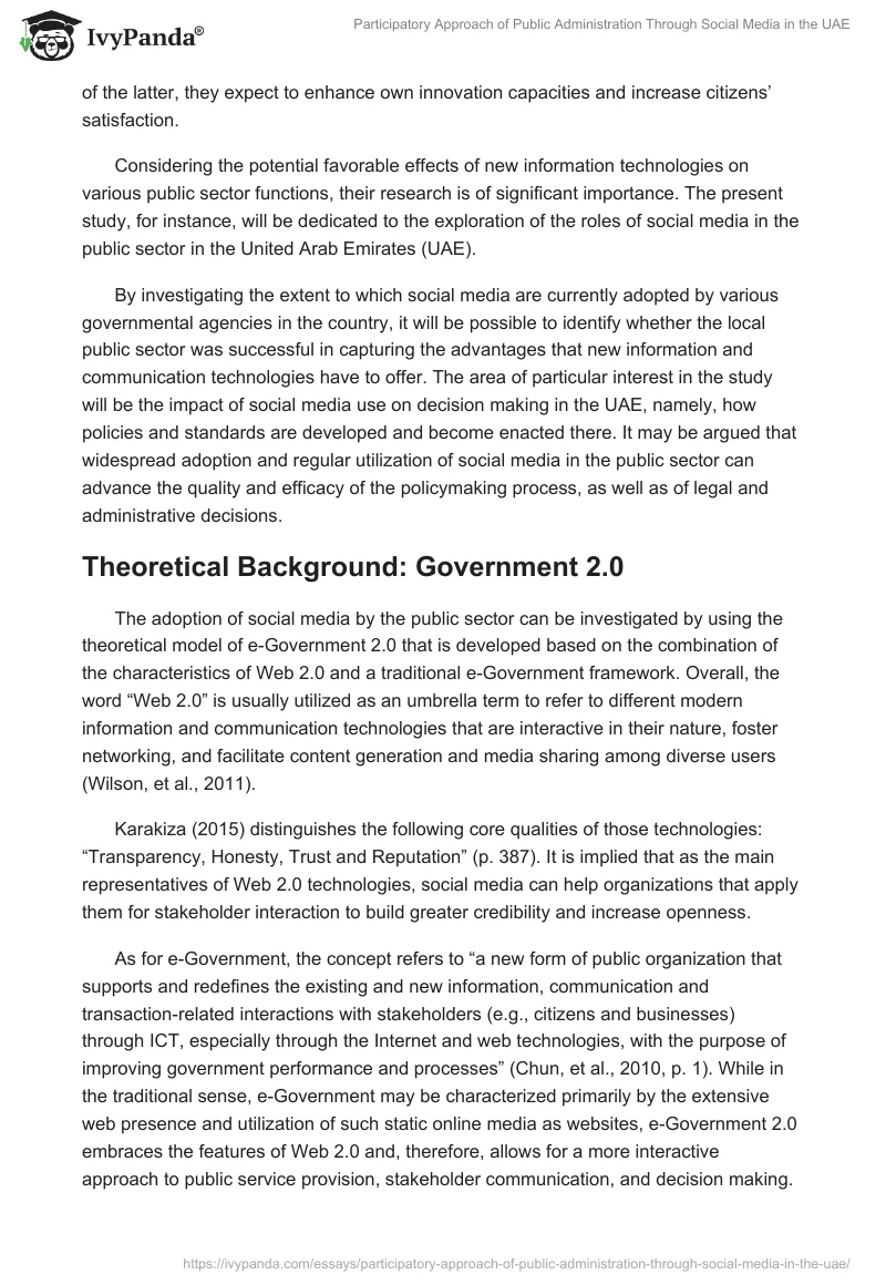 Participatory Approach of Public Administration Through Social Media in the UAE. Page 2