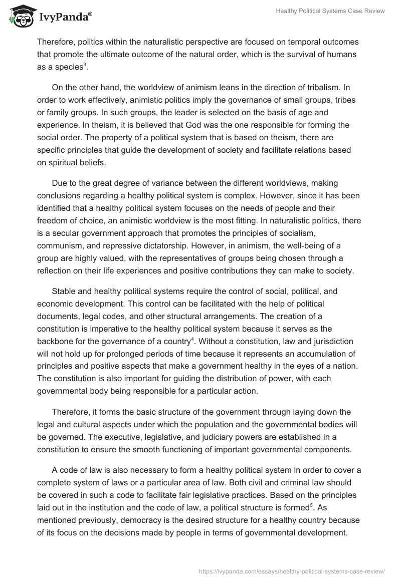 Healthy Political Systems Case Review. Page 2