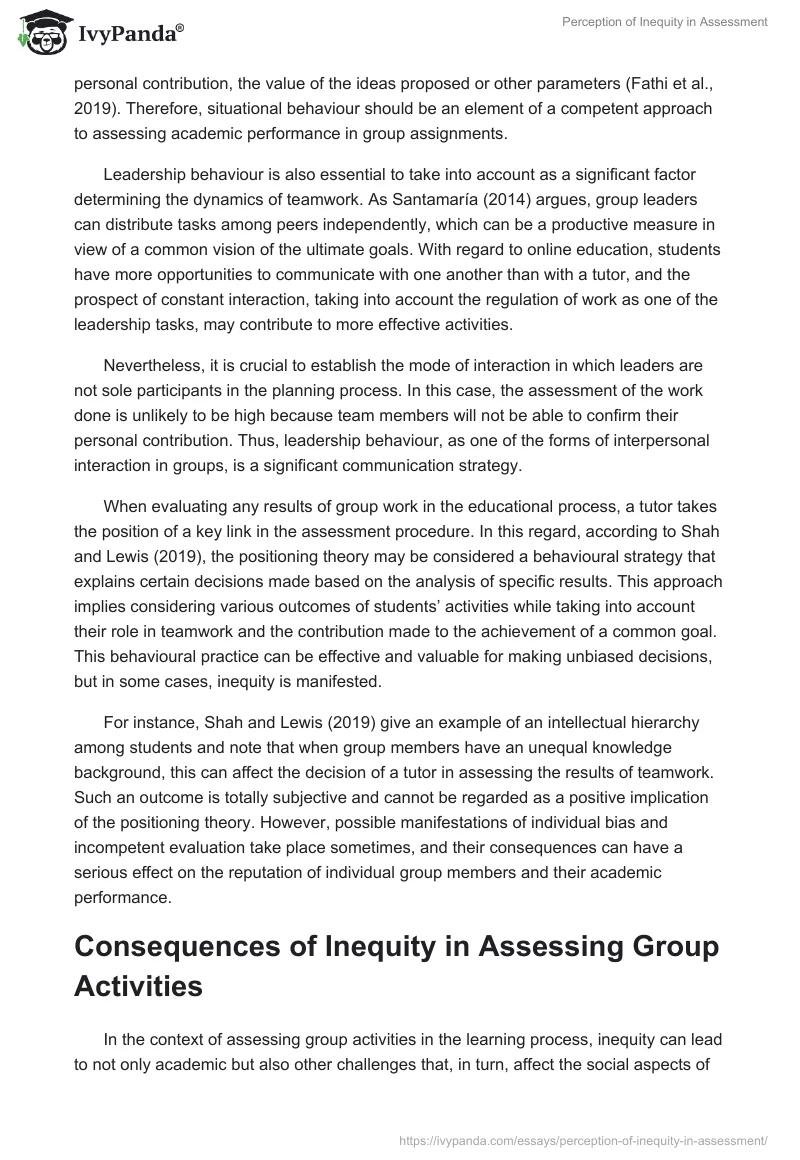 Perception of Inequity in Assessment. Page 4