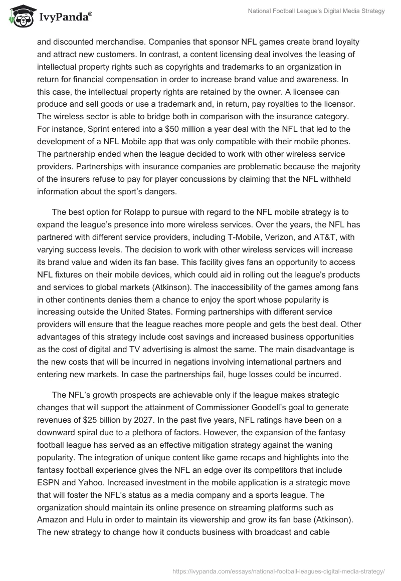 National Football League's Digital Media Strategy. Page 3