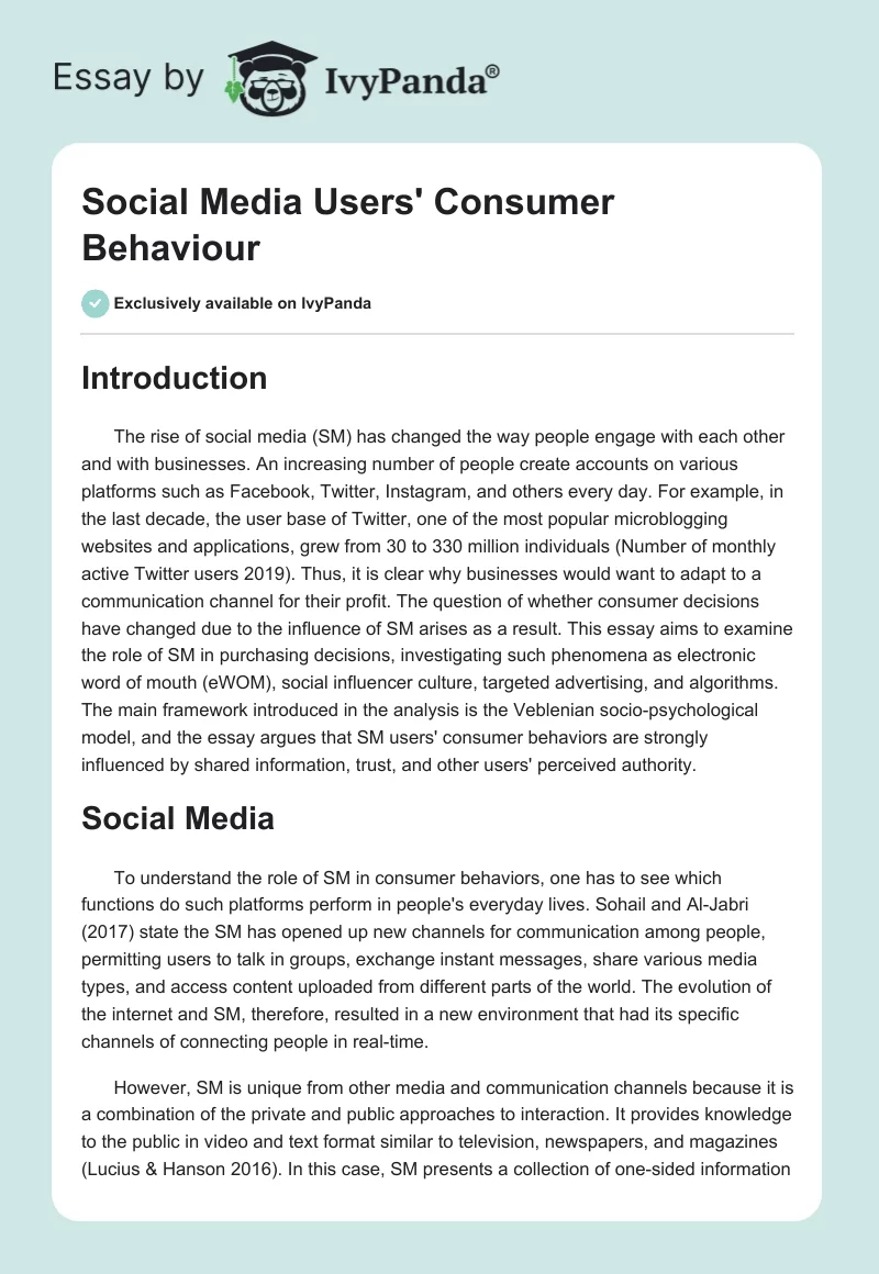 Social Media Users' Consumer Behaviour. Page 1