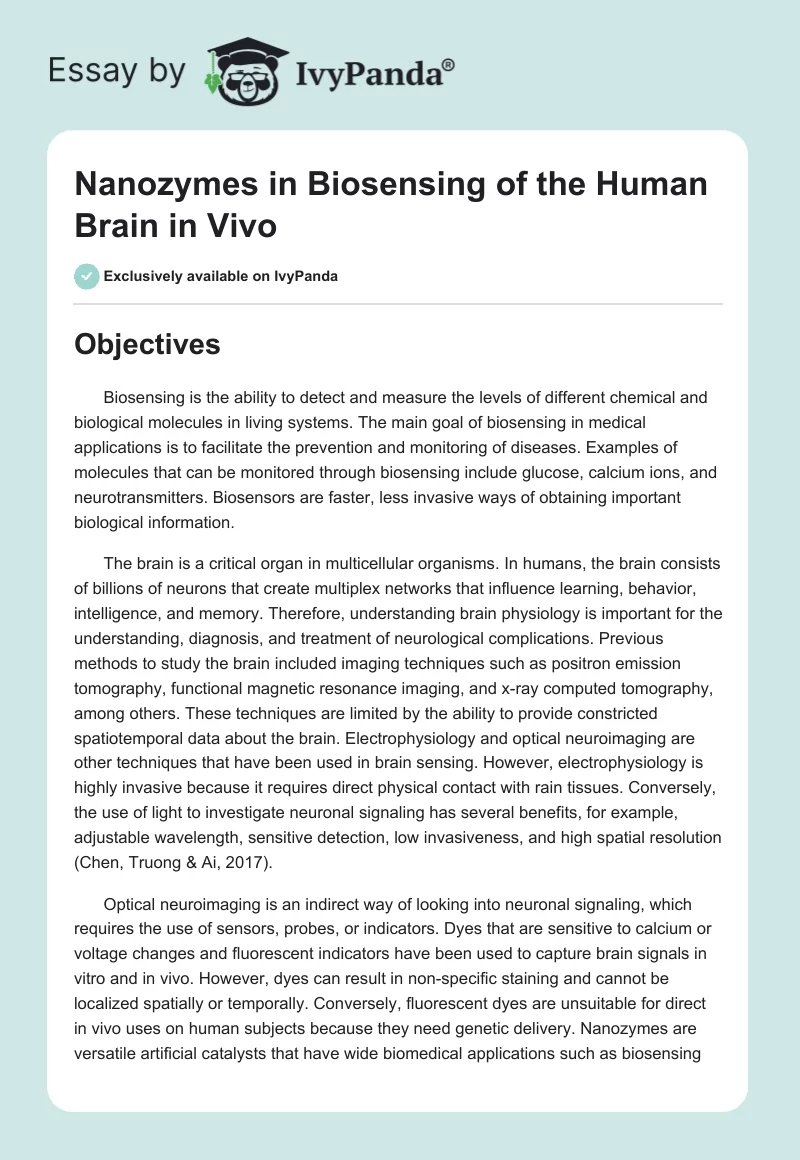 Nanozymes in Biosensing of the Human Brain in Vivo. Page 1