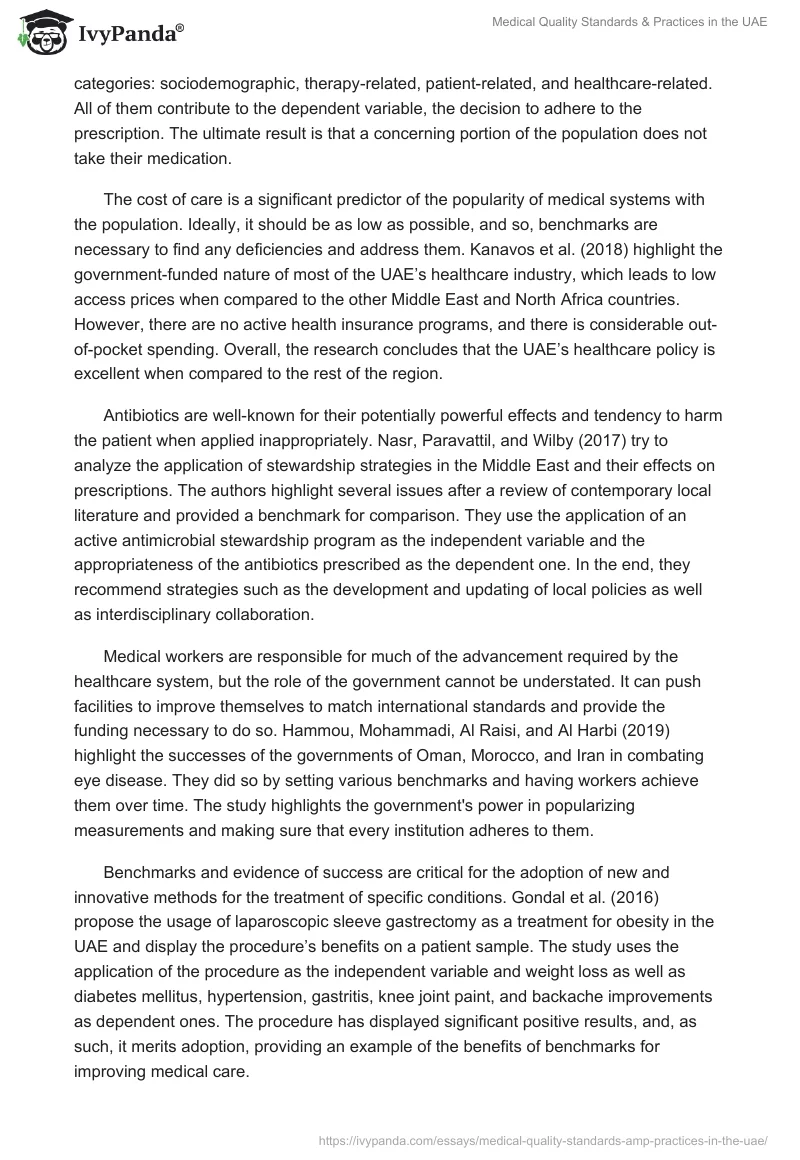 Medical Quality Standards & Practices in the UAE. Page 3