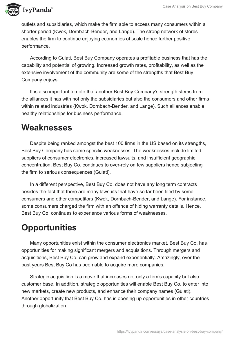 Case Analysis on Best Buy Company. Page 2