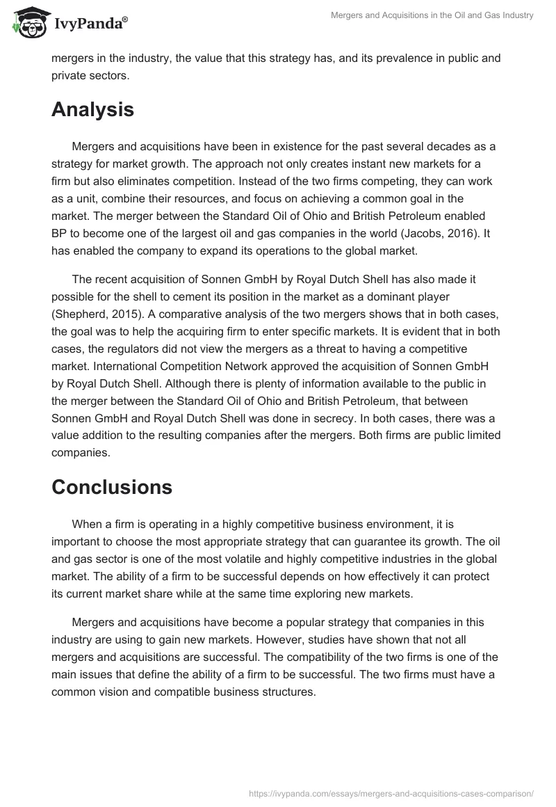 Mergers and Acquisitions in the Oil and Gas Industry. Page 2