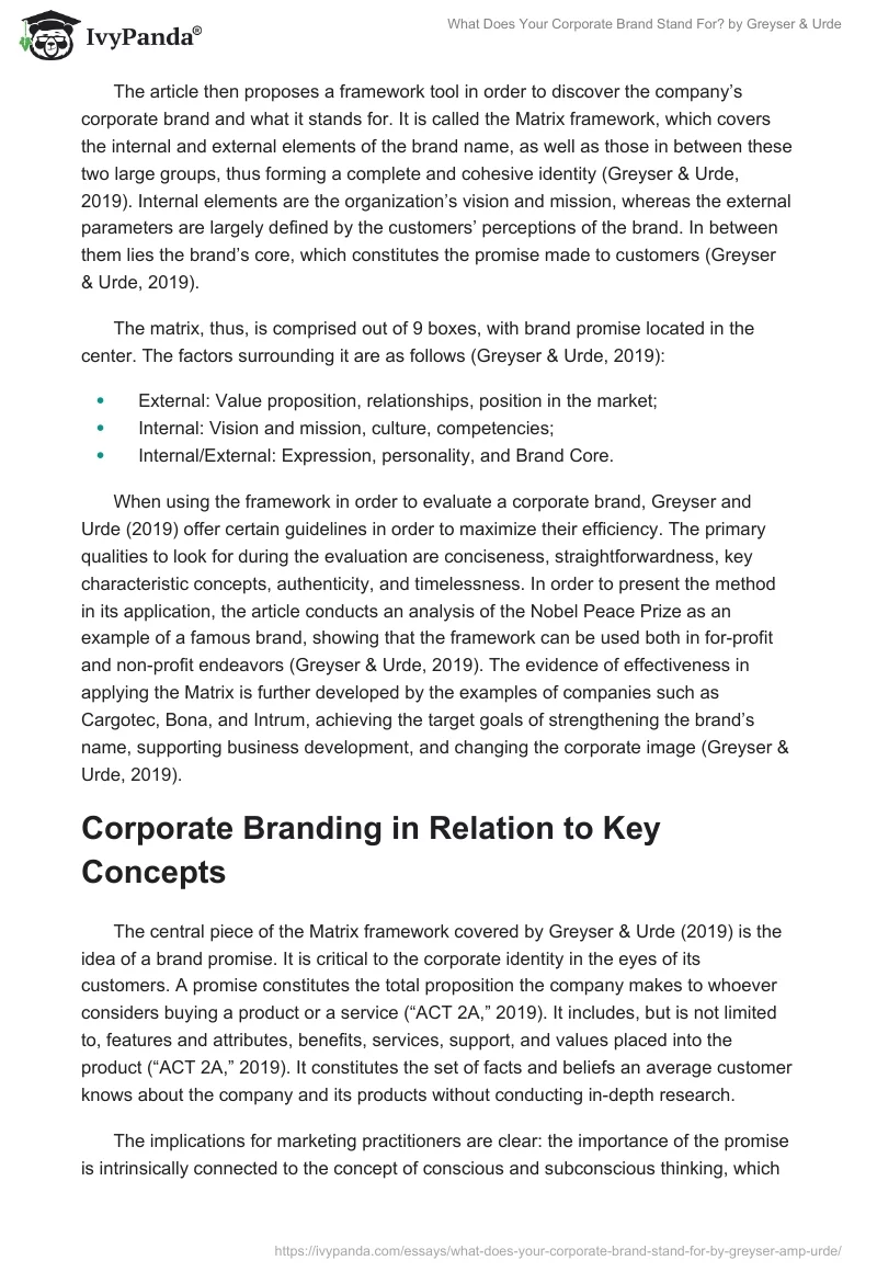 "What Does Your Corporate Brand Stand For?" by Greyser & Urde. Page 2