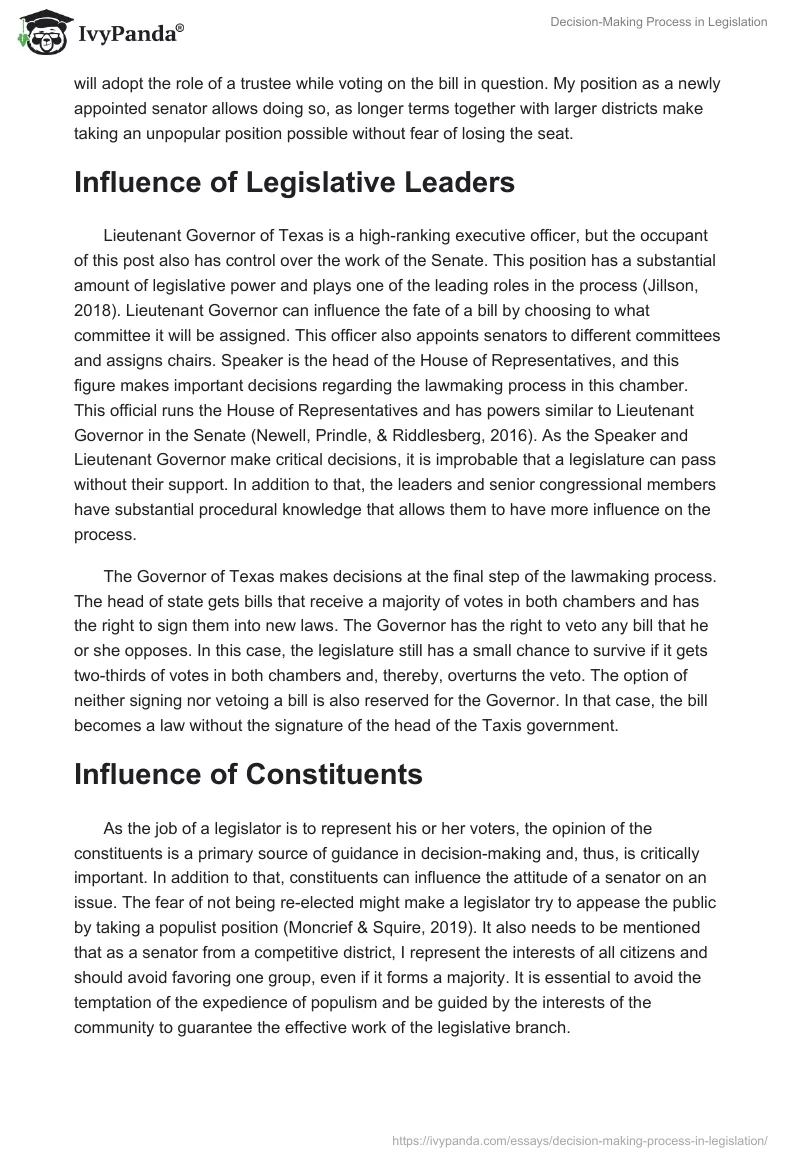 Decision-Making Process in Legislation. Page 2