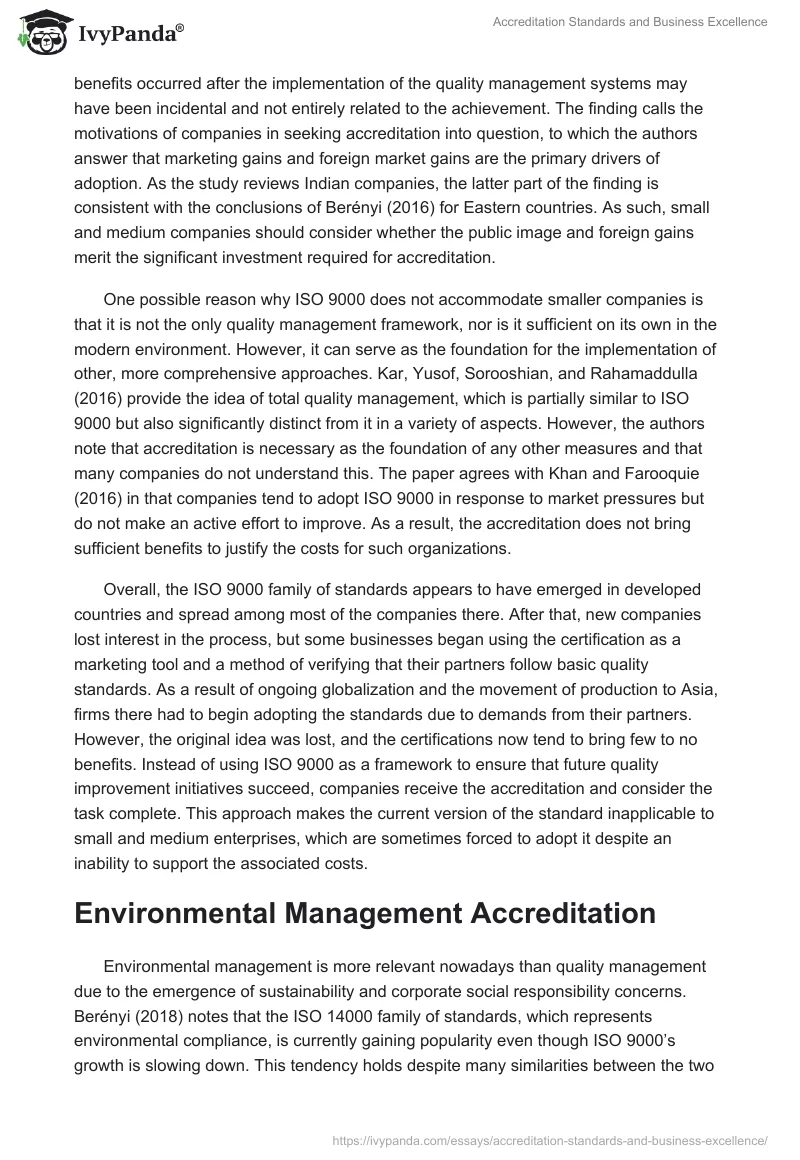Accreditation Standards and Business Excellence. Page 3