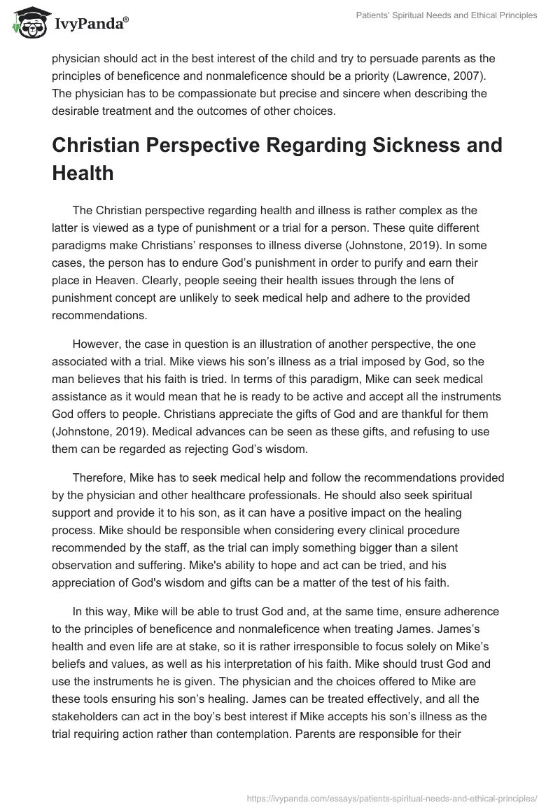 Patients’ Spiritual Needs and Ethical Principles. Page 2