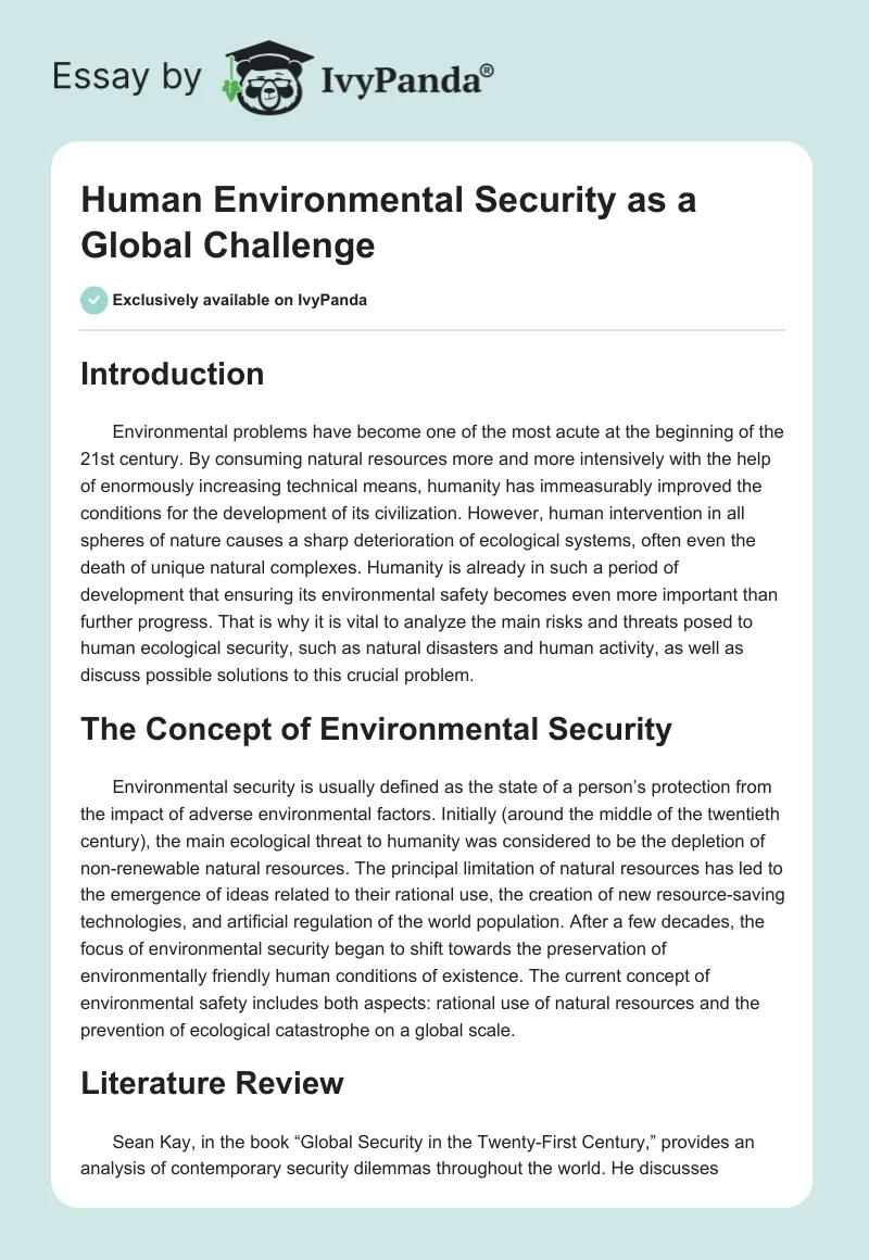 Human Environmental Security as a Global Challenge. Page 1