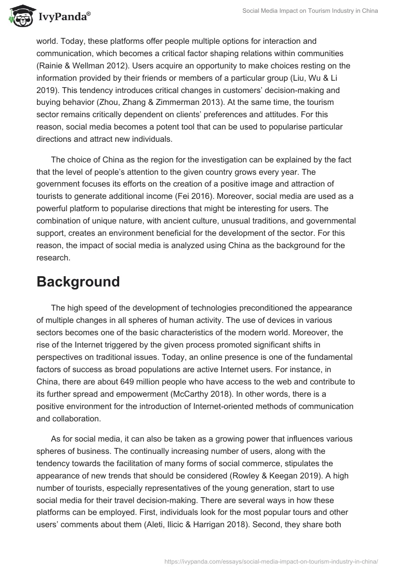 Social Media Impact on Tourism Industry in China. Page 2