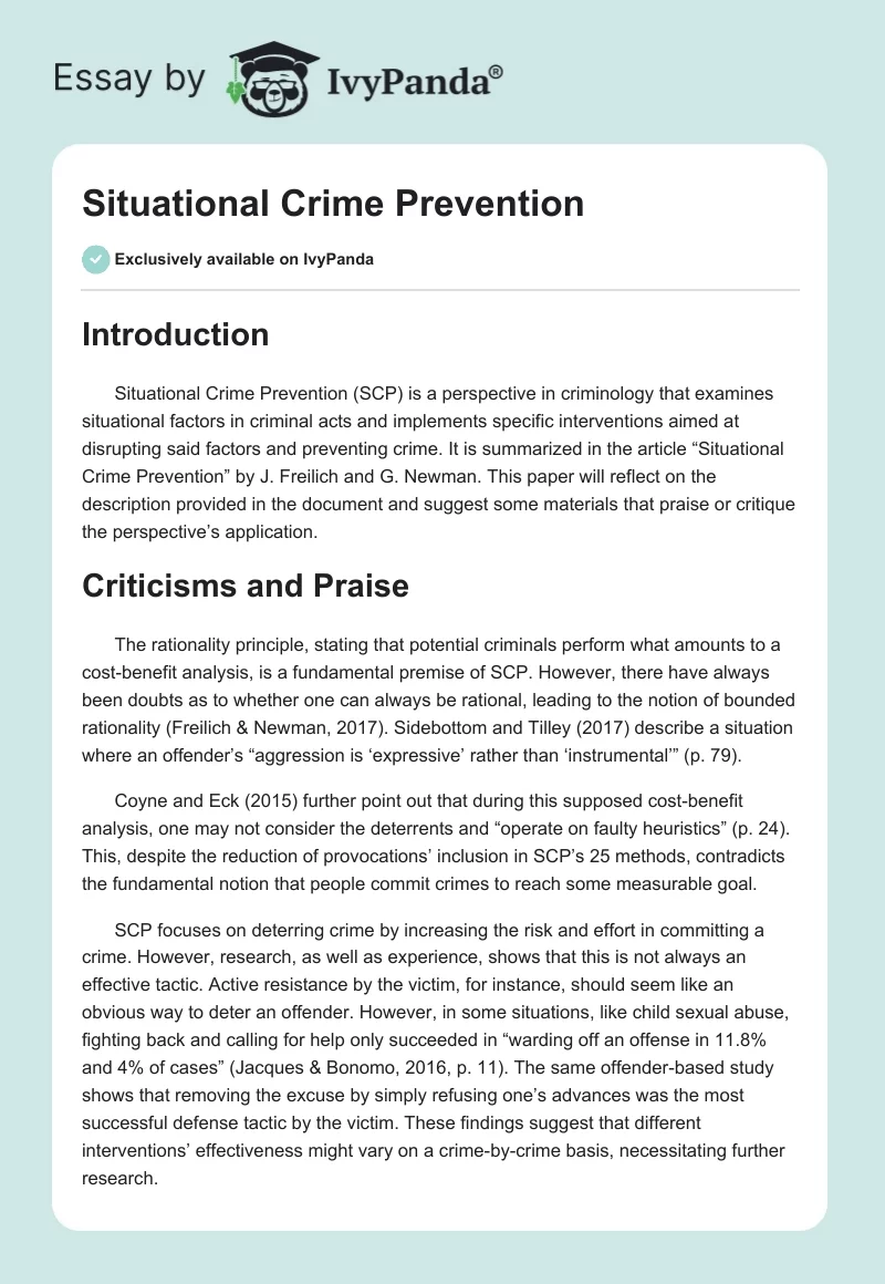 Situational Crime Prevention. Page 1