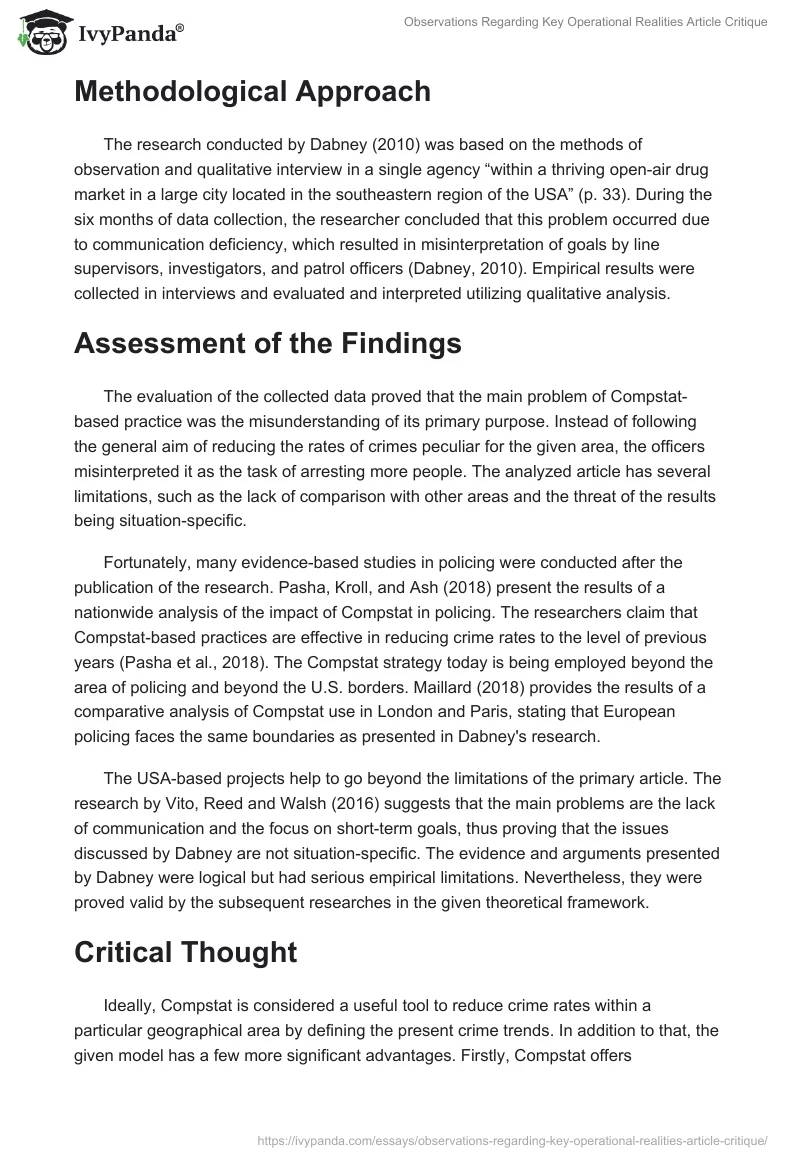 Observations Regarding Key Operational Realities Article Critique. Page 2