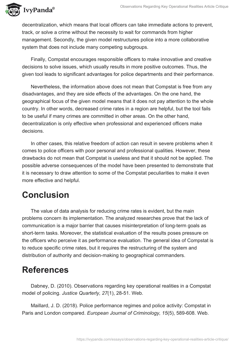 Observations Regarding Key Operational Realities Article Critique. Page 3