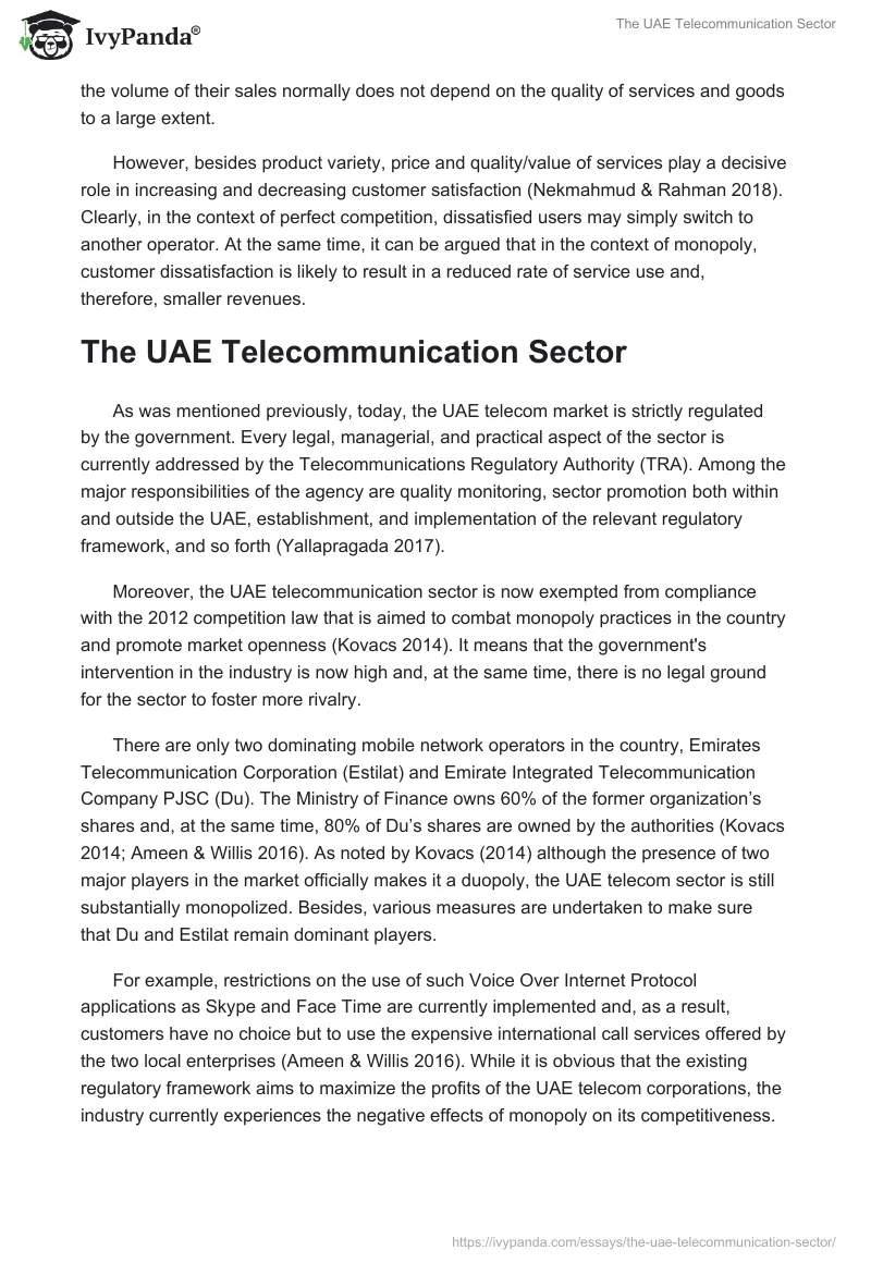 The UAE Telecommunication Sector. Page 3