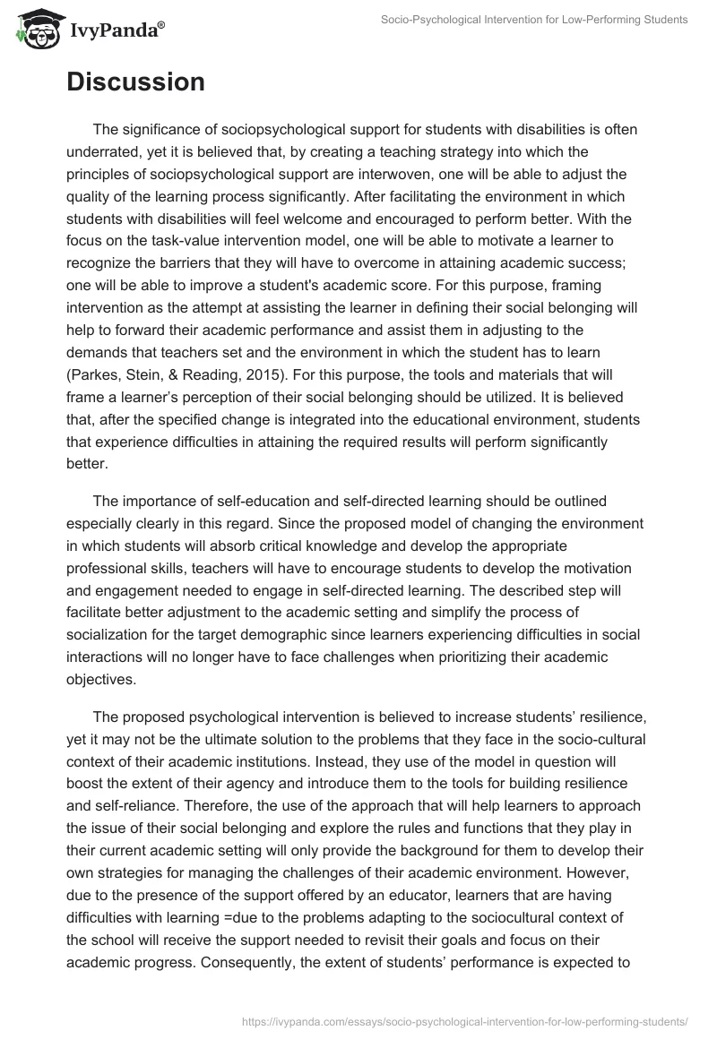 Socio-Psychological Intervention for Low-Performing Students. Page 4