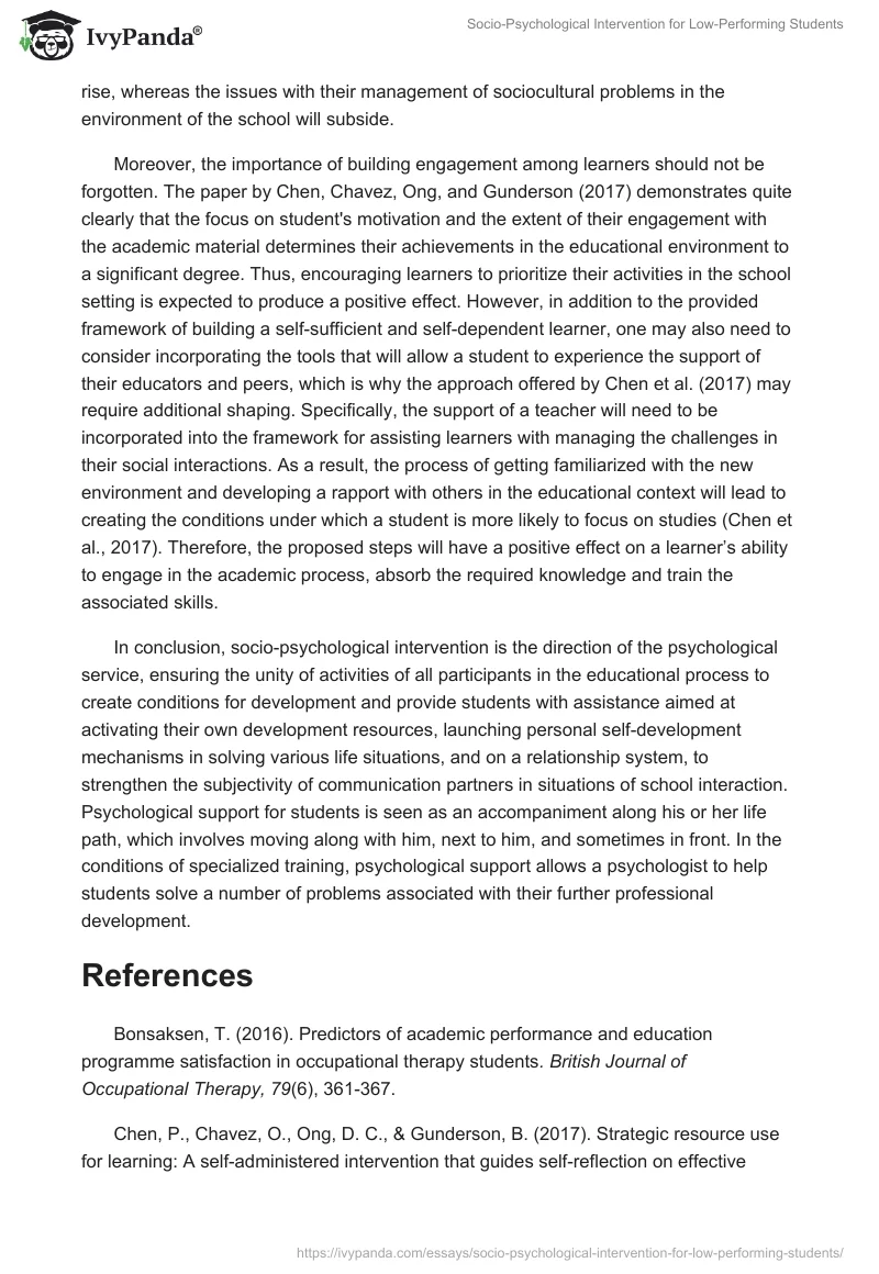 Socio-Psychological Intervention for Low-Performing Students. Page 5