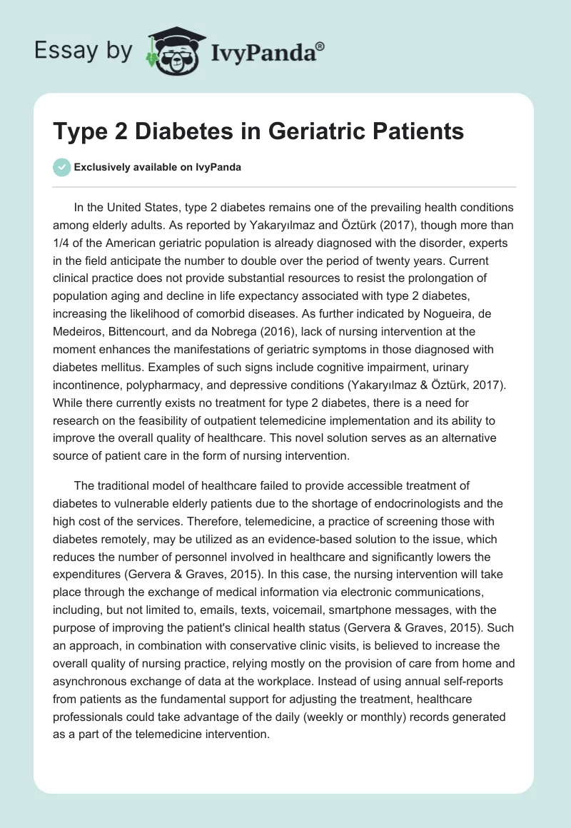 Type 2 Diabetes in Geriatric Patients. Page 1