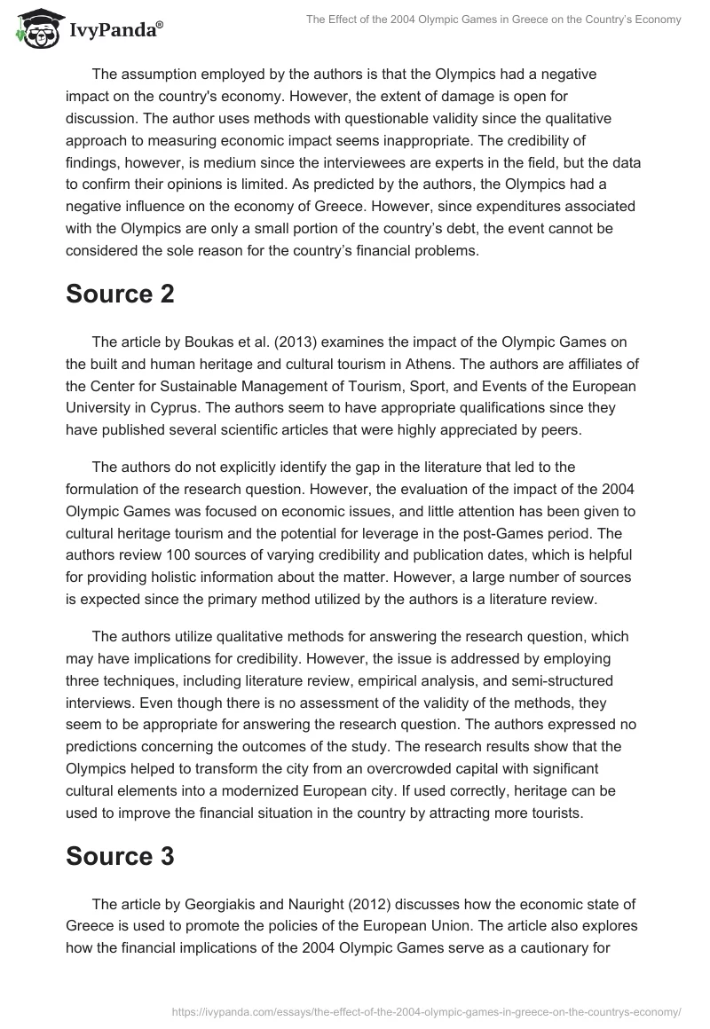 The Effect of the 2004 Olympic Games in Greece on the Country’s Economy. Page 2