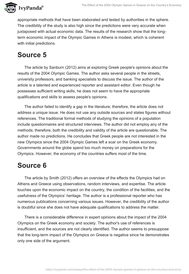 The Effect of the 2004 Olympic Games in Greece on the Country’s Economy. Page 4