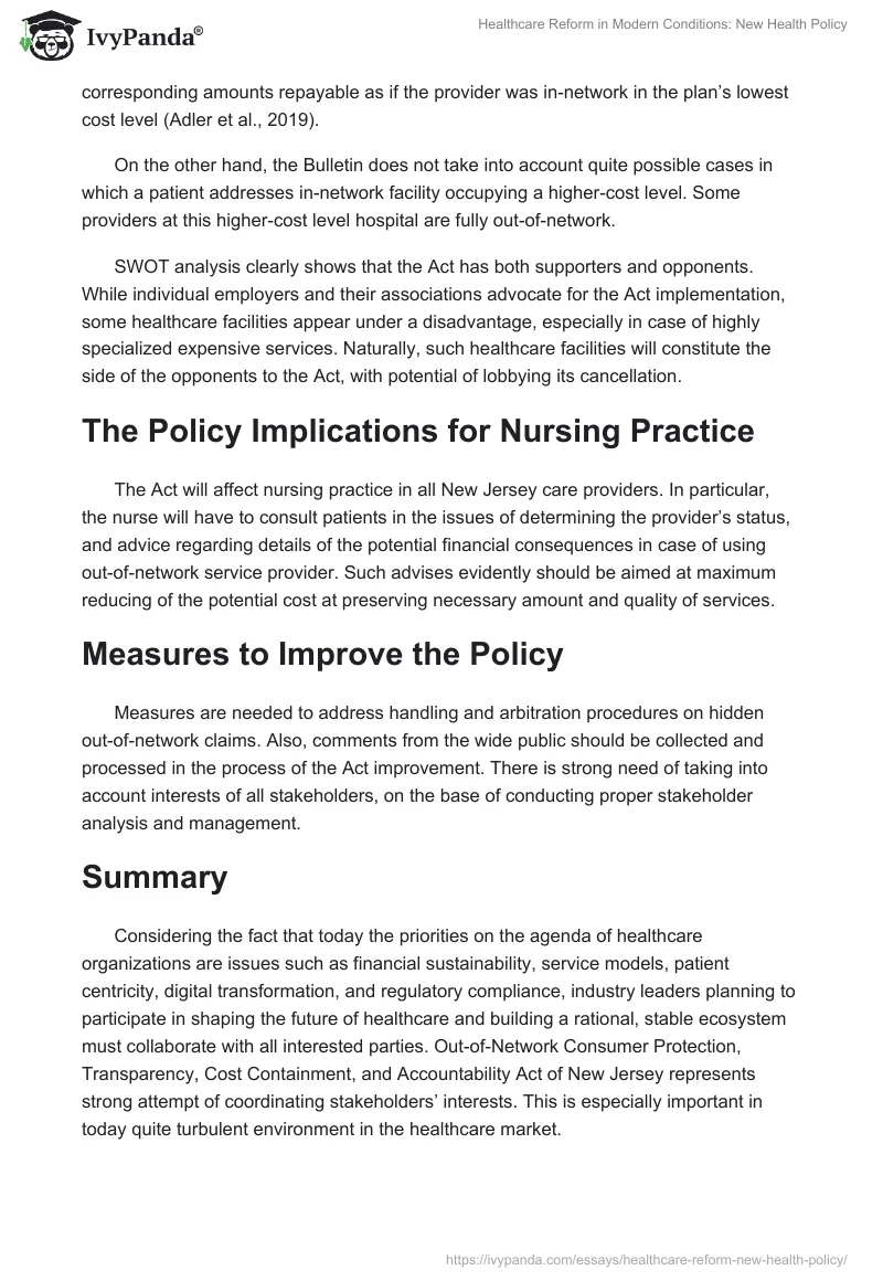 Healthcare Reform in Modern Conditions: New Health Policy. Page 5