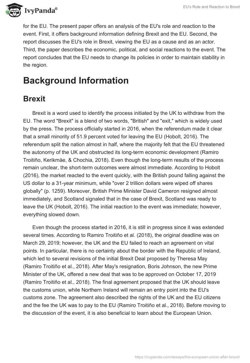 EU's Role and Reaction to Brexit. Page 2