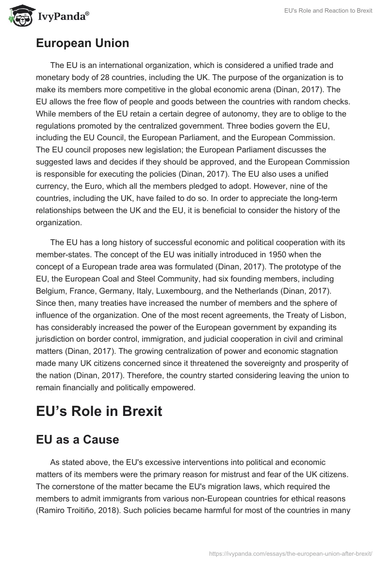 EU's Role and Reaction to Brexit. Page 3
