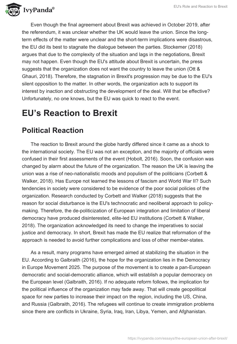 EU's Role and Reaction to Brexit. Page 5