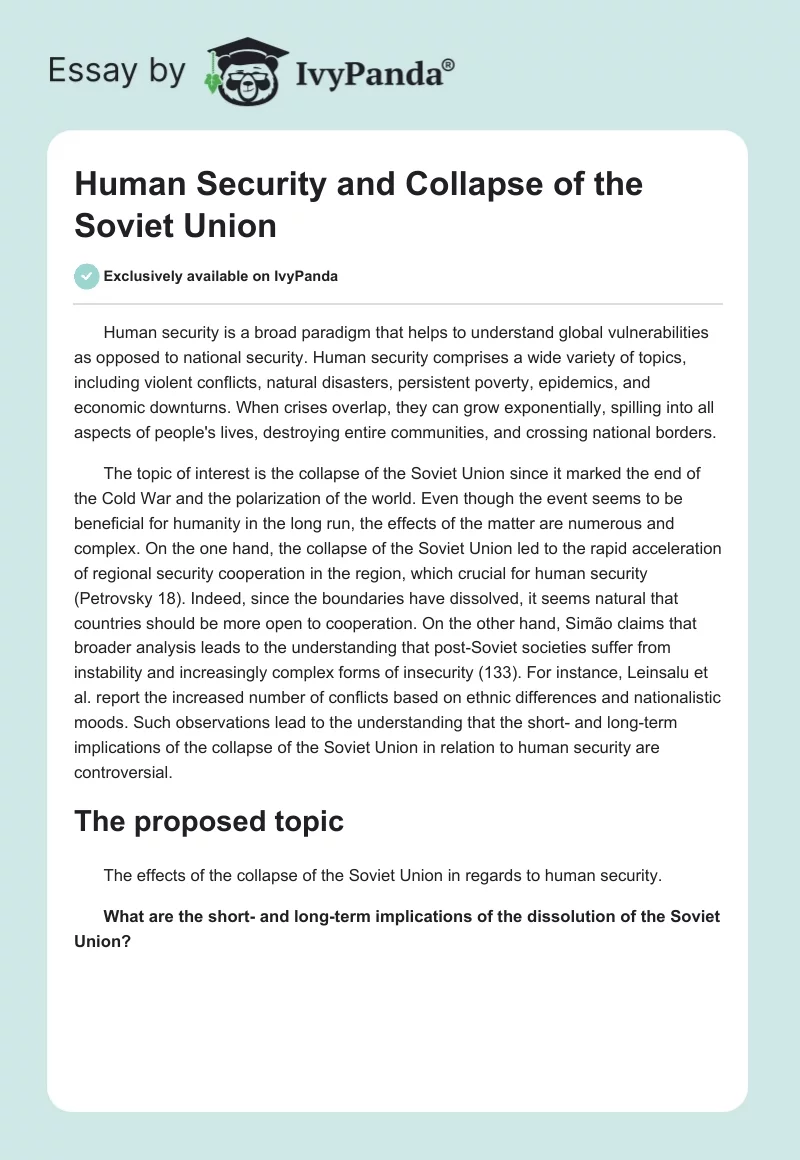 Human Security and Collapse of the Soviet Union. Page 1