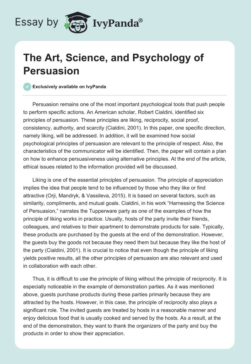 The Art, Science, and Psychology of Persuasion. Page 1