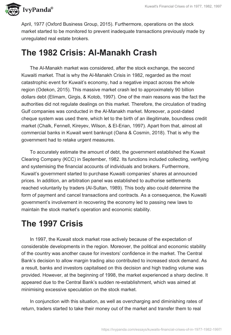 Kuwait's Financial Crises of in 1977, 1982, 1997. Page 2