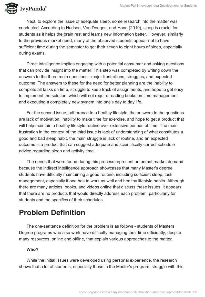 Market-Pull Innovation Idea Development for Students. Page 2